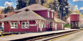 The Port Alberni train station on a sunny day.